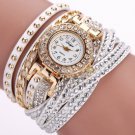 WHITE - DUOYA D061 Women Girls Wrap Bracelet Wrist Watch with Rhinestones