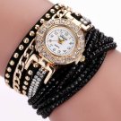 BLACK - DUOYA D061 Women Girls Wrap Bracelet Wrist Watch with Rhinestones