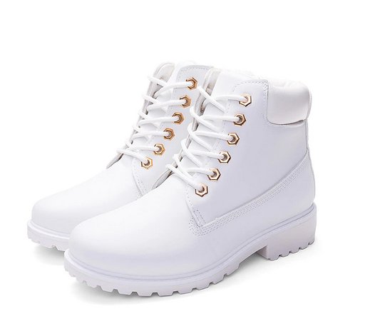 S37 WHITE - (NO PLUSH) - Hot New Autumn Winter Women Flat Heel Boots