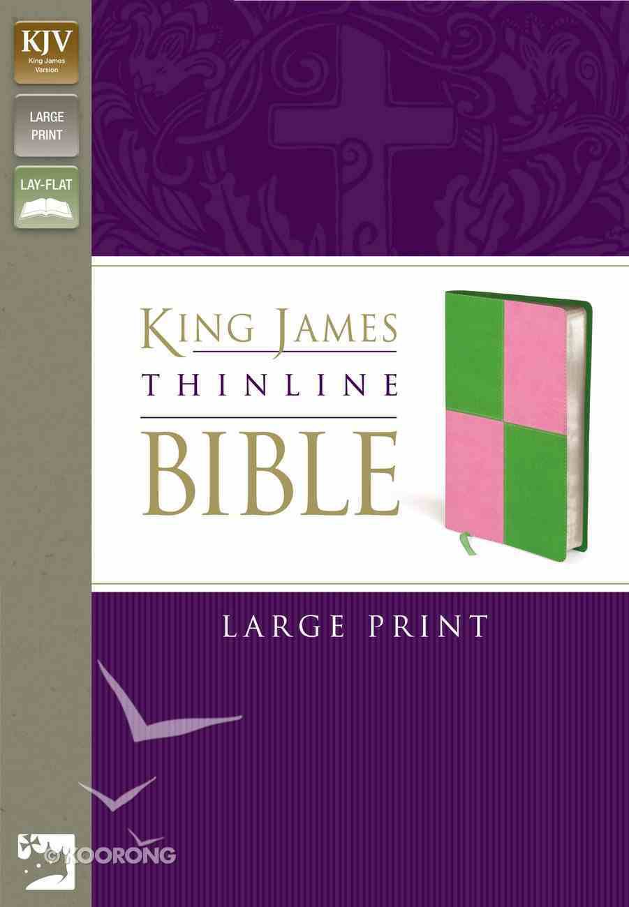 KJV Thinline Large Print Italian Meadow Green/Pink Duo-Tone - Red Letter Edition Bible - Zondervan!
