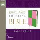 KJV Thinline Large Print Italian Meadow Green/Pink Duo-Tone - Red Letter Edition Bible - Zondervan!