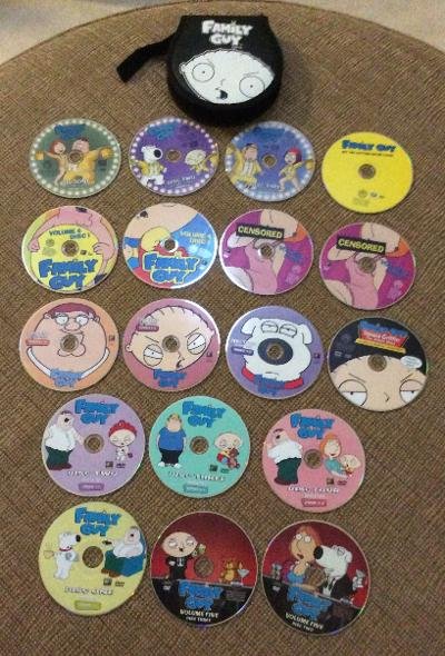 Family Guy CD Case with the Complete 18 Piece DVD Collection - from Freakin' Party Pack!