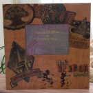 Walt Disney World Park Wood Cover Scrapbook Photo Album - Unique Vintage Look!