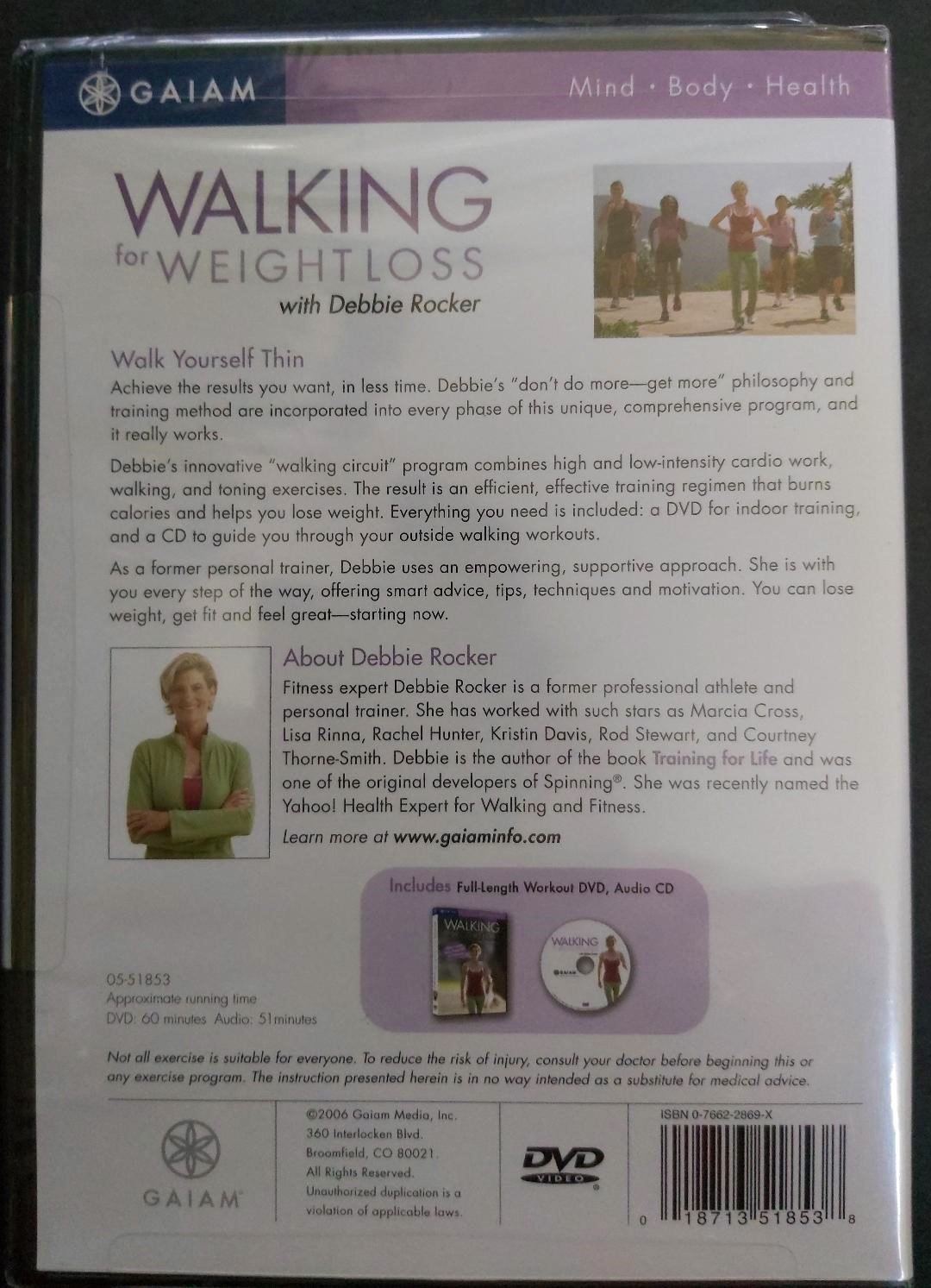 GAIAM Walking for Weight Loss With Debbie Rocker Indoor/Outdoor DVD ...