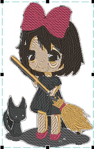 Anime Embroidery Kiki Delivery Chibi
