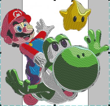 Mario Yoshi Fly Embroidery