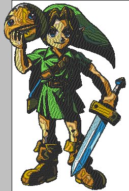 Embroidery Zelda Link Holds Goron Mask