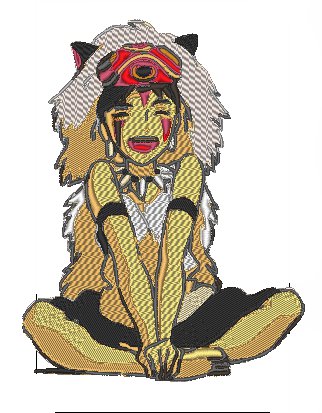 Anime Embroidery Pattern Princess Mononoke Sits
