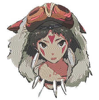 Anime Embroidery Pattern Mononoke San Closeup