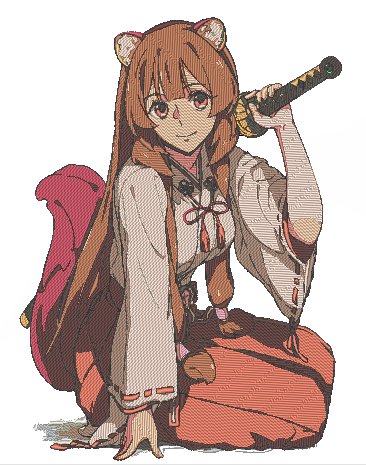 Anime Embroidery Pattern Raphtalia Sit
