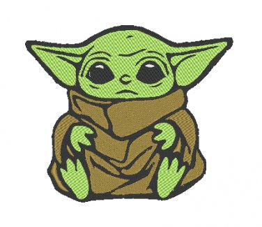 Anime Embroidery Pattern Baby Yoda Sits