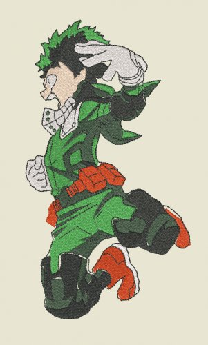 Anime Embroidery Pattern MHA Deku Jump