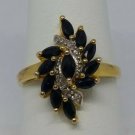 1.04ct Sapphire and Diamond Ring Gold Plated Sterling Silver