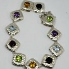 Helzberg Diamonds Sterling Silver Multistone Coushion Cut Hammered Texture...