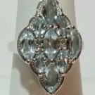 Genuine 4.30 Carat Blue Topaz Rhodium Plated 925 Sterling Silver Ring 7