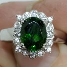 Sterling Silver Emerald and White Topaz Halo Ring BBJ Size 7
