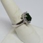 Sterling Silver Emerald and White Topaz Halo Ring BBJ Size 7