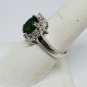 Sterling Silver Emerald and White Topaz Halo Ring BBJ Size 7