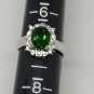 Sterling Silver Emerald and White Topaz Halo Ring BBJ Size 7