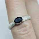 Handmade Sterling Silver Oval Midnight Blue Sapphire Stacker Ring Size 7