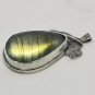 Multi Flash Pear Cut Labradorite Handmade Sterling Silver Pendant