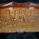 SIGNED Vintage Wood Carved "The Last Supper" Plaque Wall Hanging