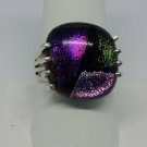 Dicronic Glass Handmade Sterling Silver Ring Size 8.75