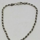 Vintage Sterling Silver Thick Rope Chain Bracelet 7"