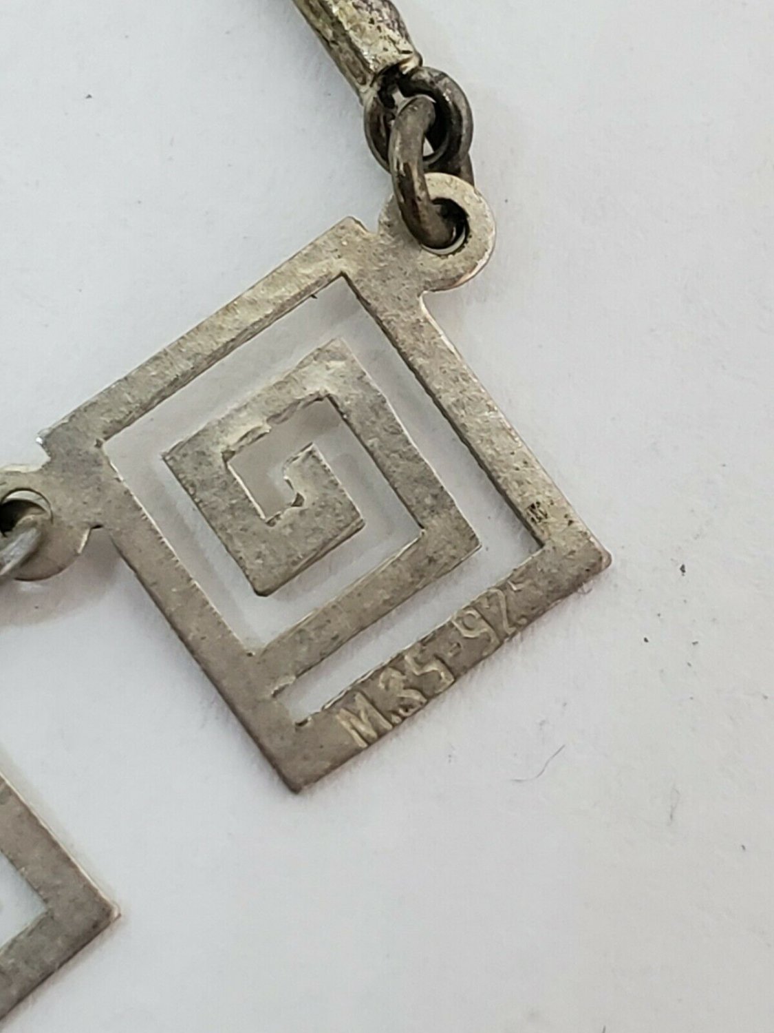 Double Sided Ohm Greek Key .925 Sterling Silver Pendant