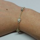 Sterling Silver Cubic Zirconia Flower Bracelet Stamped 925 7"