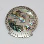 Vintage Taxco Mexico Sterling Silver Abalone Star Stamped Inlay Brooch Pendant