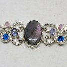 Handmade Sterling Silver Labradorite, Moonstone, Apatite Pink Opal Bracelet