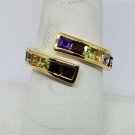 Zales 18k Gold Plated Sterling Silver Multistone Bypass Ring