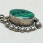 Vintage Mexico Sterling Silver Malachite Beaded Feather Pendant