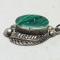Vintage Mexico Sterling Silver Malachite Beaded Feather Pendant