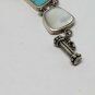 Sterling Silver Multistone Link Freeform Cabochon Bracelet *missing stone*