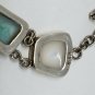 Sterling Silver Multistone Link Freeform Cabochon Bracelet *missing stone*
