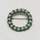 Vintage Taxco Mexico Sterling Silver Turquoise Circle Brooch