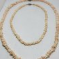 Vintage Pair 70's Heshi Shell Square Bead Pink And Cream Necklaces 16" & 24"