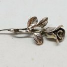 Vintage Rose 3 Leaf Sterling Silver 925 Brooch Hallmarked C Clasp
