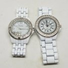 Sphie & BONGO Set of 2 White Enamel Crystal Watches Need Batteries