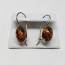 Vintage Gold Plated Sterling Silver Vermeil Baltic Amber Earrings