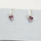 Sterling Silver Pink Heart Crystal Stud Earrings