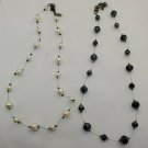 Pair Of Carolee Faux Pearl Blue And Off-White Wire Necklaces