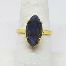 Vermeil Gold Plated Sterling Silver Faceted Blue  Labrodorite Ring Size 6 3/4