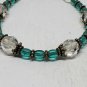 Sterling Silver Blue Bead And Clear Faceted Crystal Bracelet