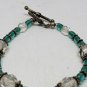 Sterling Silver Blue Bead And Clear Faceted Crystal Bracelet