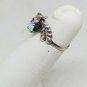Vintage Mexico Sterling Silver TINY AB And Clear Rhinestone Leaf Ring Size 1 3/4