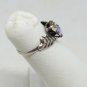 Vintage Mexico Sterling Silver TINY AB And Clear Rhinestone Leaf Ring Size 1 3/4