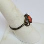 Sterling Silver Orange Tourmaline And White Cubic Zirconia Heart Setting Ring